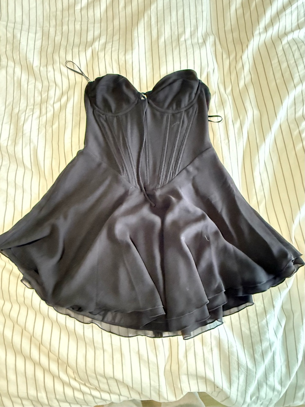 White Fox Boutique Black Strapless Flared Mini Dress